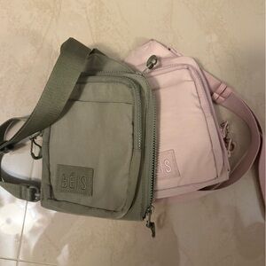 BEIS Dual-Pack Crossbody Set in Olive Green and Light Pink